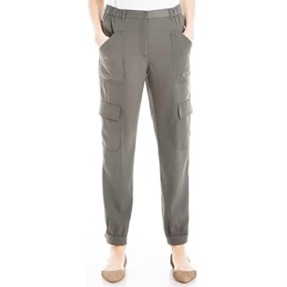 MAX‎ STUDIO LONDON Womens Cargo Pants Grey Size M Straight Leg High Rise EUC
